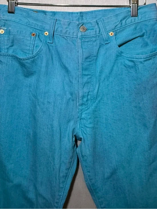 Levi's Turquoise 501 Straight Jeans - Picture 2 of 9